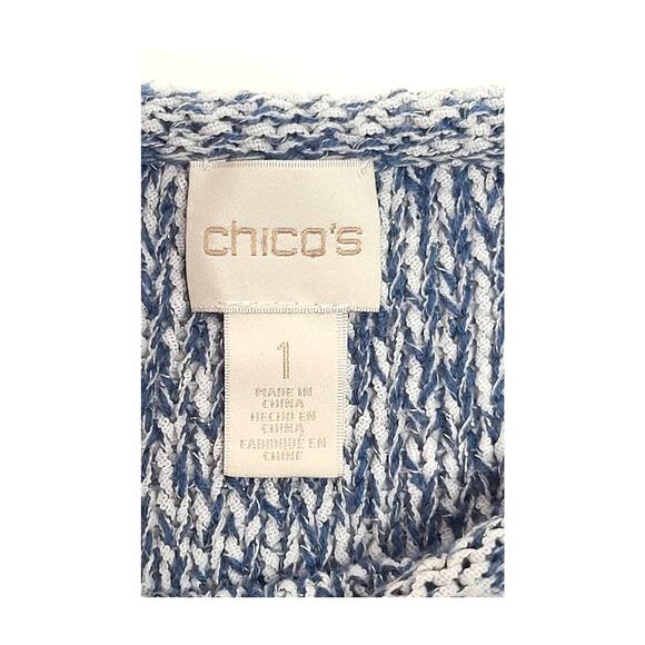 Chico's Space-Dye Jewel Pullover Size 1 (medium) metallic sweater ombre blue - Picture 2 of 6